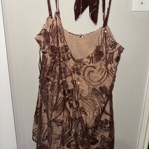 Elegant Brown Floral Women's Top